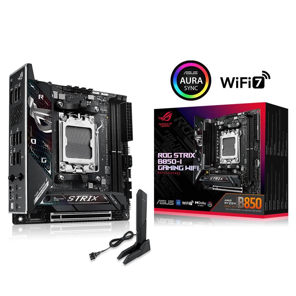 ASUS ROG STRIX B850-I GAMING WIFI, 2xDDR5, 2xM.2, HDMI, DP, Type-C, Wi-Fi 7, Bluetooth v5.4, Mini ITX, AM5 Soket GAMING Anakart