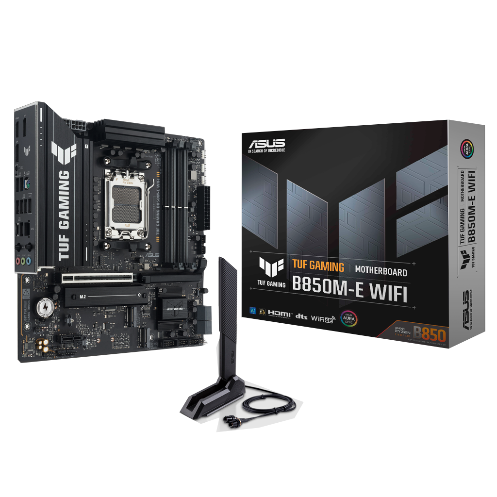 ASUS TUF GAMING B850M-E WIFI, 4xDDR5, 3x M.2, HDMI, DP, Type-C, Wi-Fi 6E, Bluetooth v5.3, AM5 Soket GAMING Anakart