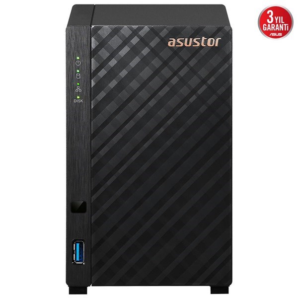 ASUSTOR 2diskli Realtek QC-1GB RAM-Gigabit Nas Server AS1102TL