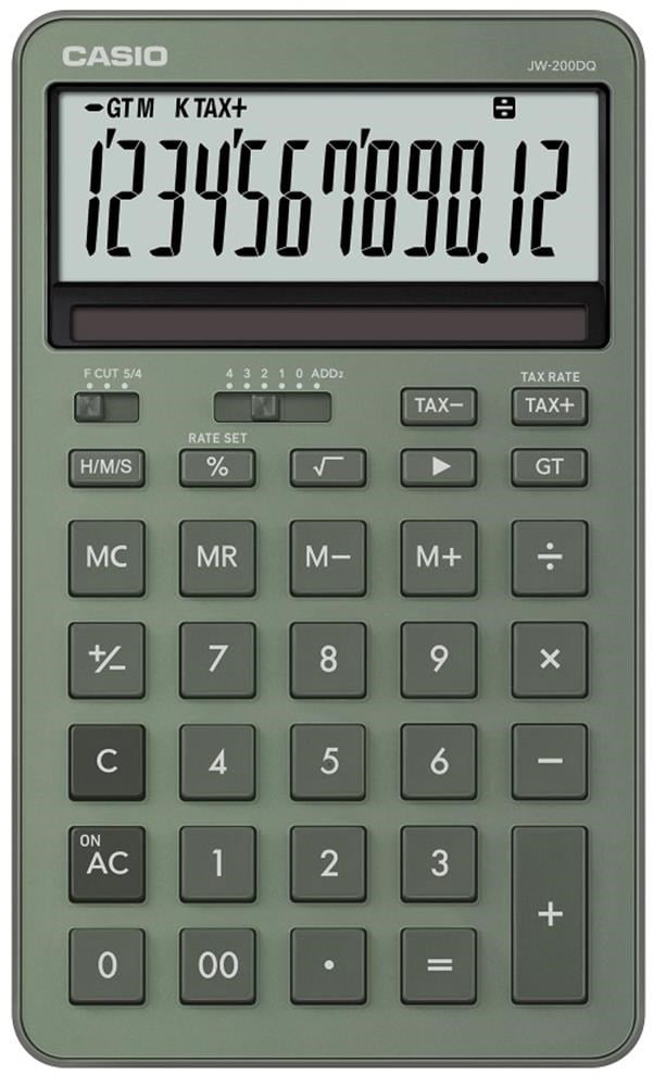 Casio JW-200DQ-GN 12 Hane Puslu Yeşil Masa Üstü Hesap Makinesi