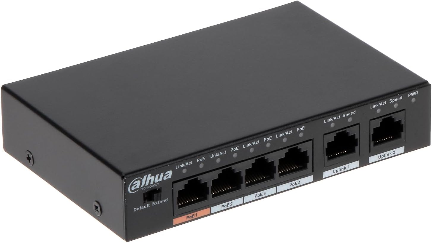 DAHUA 4port PoE 60w 2-Uplink 10/100 Yönetilemez Switch DH-PFS3006-4ET-60