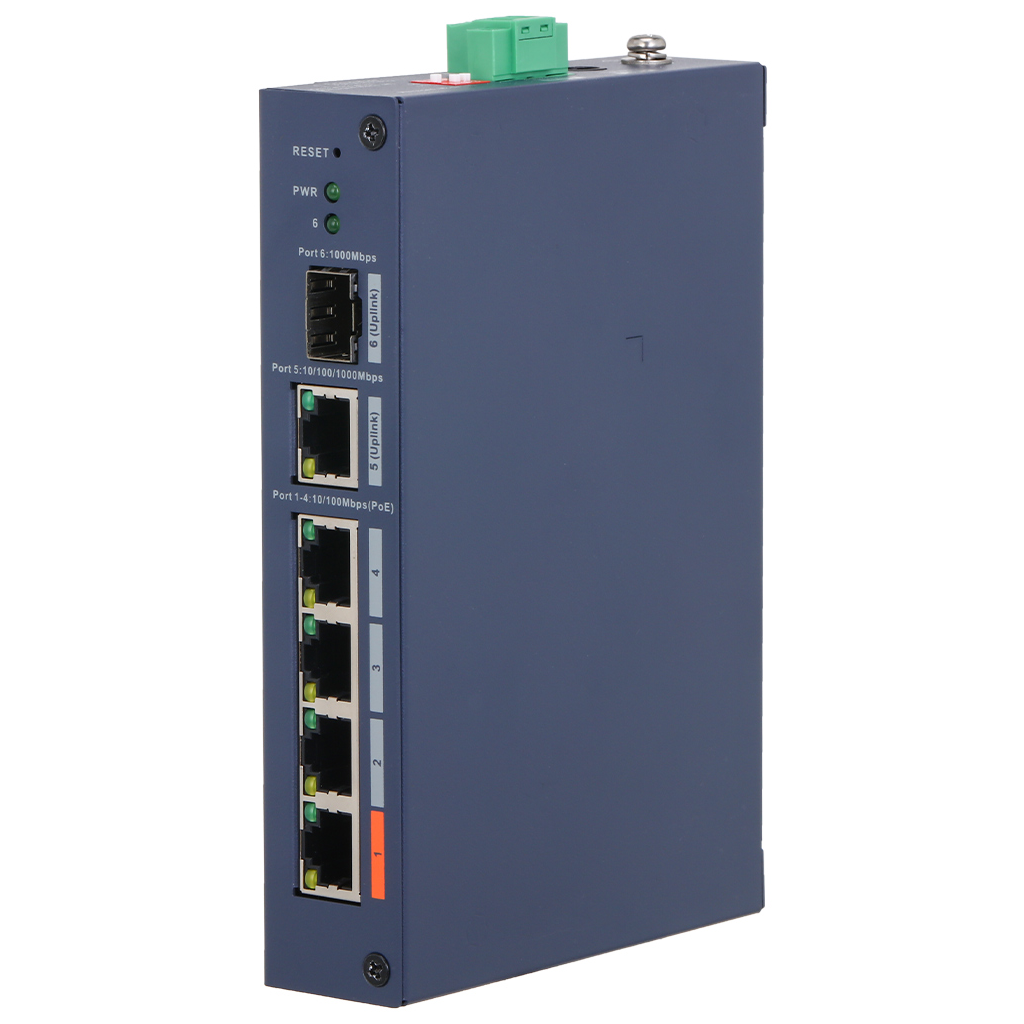 DAHUA CHS4106-4ET-60, 4 Port, Megabit, PoE, 60W,  1 Port Uplink, 1 Port SFP, Cloud Yönetilebilir, Switch