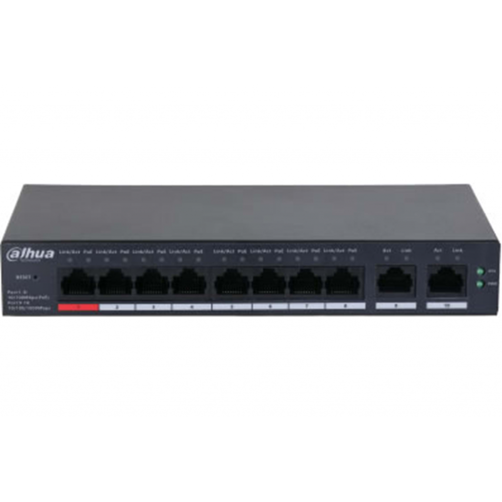 DAHUA CS4010-8GT-110, 8 Port, Gigabit, 8 Port PoE, 110W, +2 Port Uplink, Cloud Yönetilebilir, Switch
