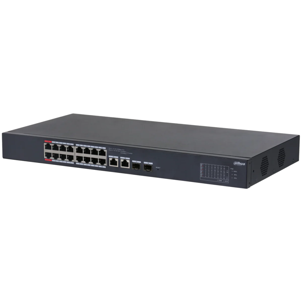 DAHUA CS4218-16ET-135 16Port, Megabit, 16 Port PoE, 135W, +2 Port SFP Gigabit Combo, Cloud Yönetilebilir, Switch