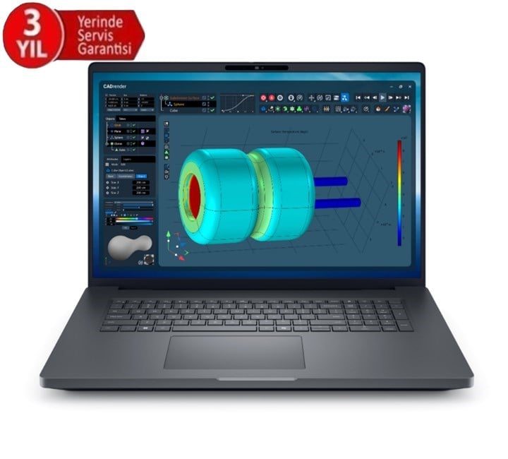 DELL 18” PRO MAX PLUS MB18250_4 ULTRA 9 285HX-32GB DDR5 RAM-1TB NVME-16GB RTX PRO4000 BWL-W11P Taşınabilir İş istasyonu