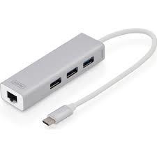 Digitus DA-70255 USB 3.0 Hub & USB 3.0 ,1 x 10-100-1000 1 x USB-C Erkek ,3 x USB0 3.0 USB-A  .DIGITUSDiğer Ürünler300.40.10.0009
