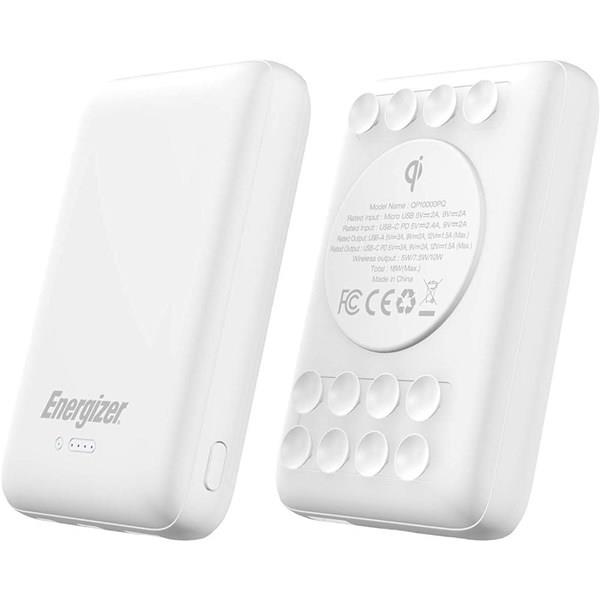 Energizer Ultimate QP10000PQ 10000mAh 10W Qi Kablosuz Vantuzlu Taşınabilir Hızlı Şarj Cihazı Beyaz