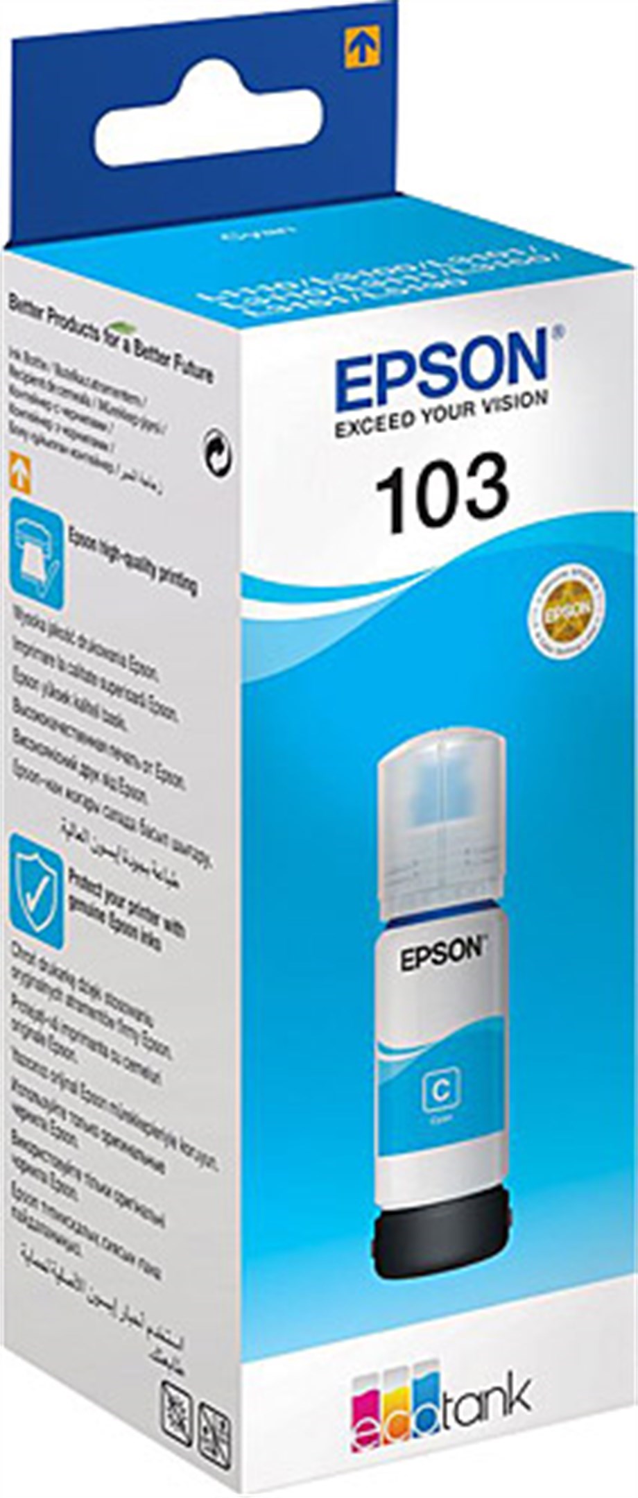 EPSON 103C T00S24A ECO TANK CYAN BOTTLE C13T00S24A (65 ML)-MAVİEpsonTanklı Yazıcı MürekkepleriB04090