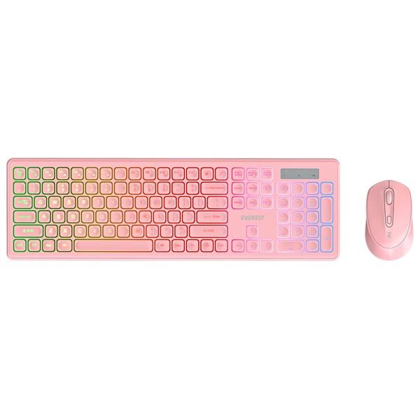 Everest KM-319BT Pembe 2.4G+BT1+BT2 Çoklu Cihaz Bağlantılı Q Set Kablosuz Klavye + Mouse