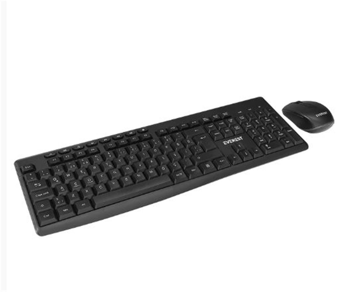 Everest KM-719 Siyah Ikisi bir arada 2 in 1 Kablosuz Q Multimedia Klavye + Mouse Set