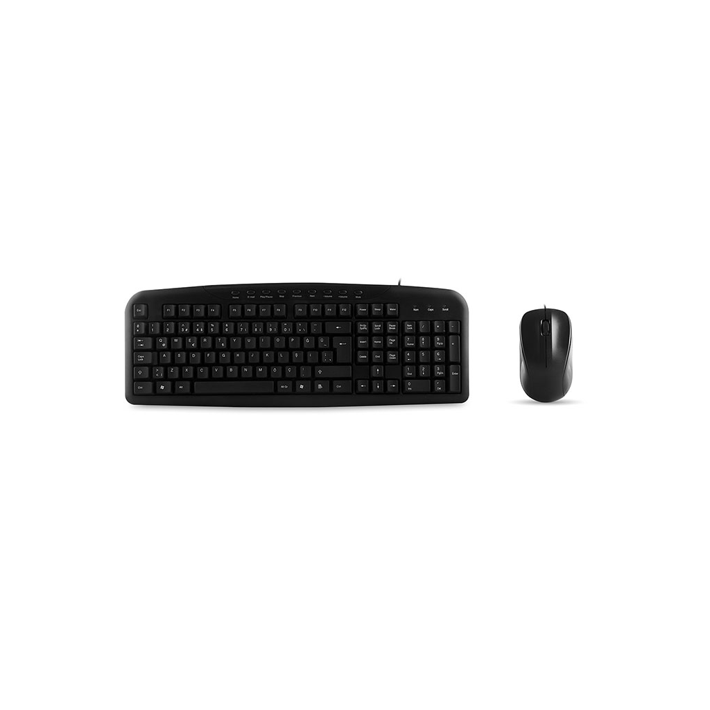 EVEREST UN-795, Siyah, Multimedya Türkçe Q, USB Kablolu, Klavye Mouse Set