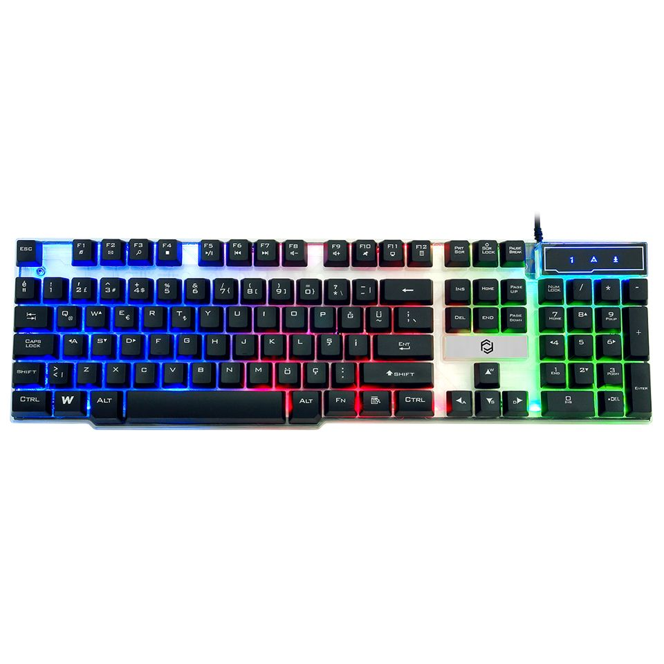 FRISBY FK-G508QU Q Türkçe 3 Renk Işıklı Kablolu Klavye Siyah