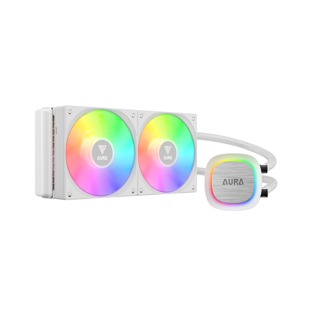 GAMDIAS AURA GL240 V2 WH, White Edition, 240mm,  RGB, 2 Fanlı,CPU Sıvı Soğutma