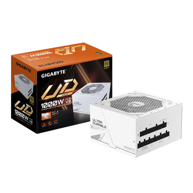 GIGABYTE 1000w 80+Gold GP-UD1000GM PG5 ICE Tam Modüler Power Supply Beyaz
