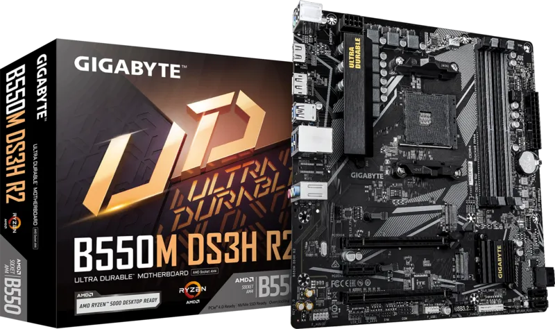 GIGABYTE B550M DS3H R2 DDR4 HDMI DP PCIe 16X v4.0 AM4 mATX