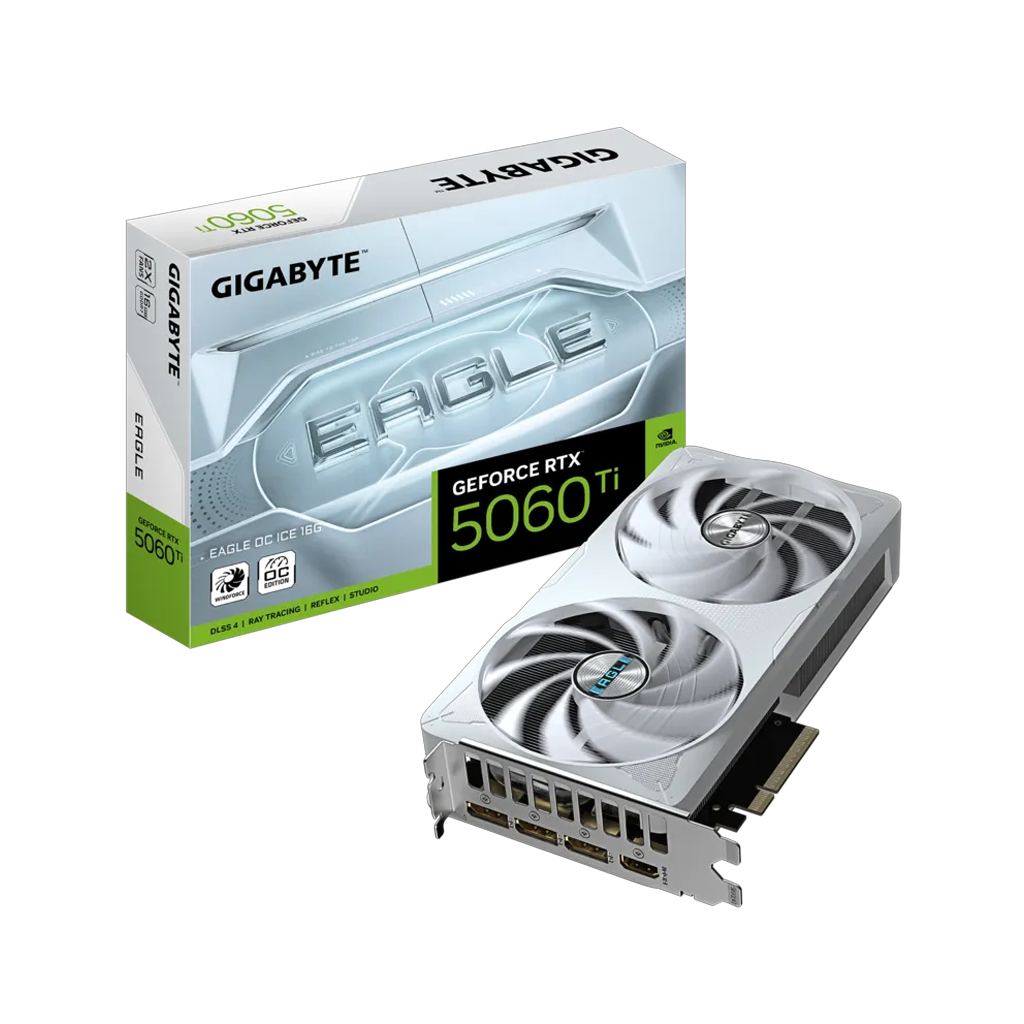 GIGABYTE GV-N506TEAGLEOC ICE-16GD, RTX5060TI, EAGLE OC ICE, 16Gb, GDDR7, 128BIT, 2 Fanlı, 1xHDMI, 3xDP, GAMING Ekran KARTI