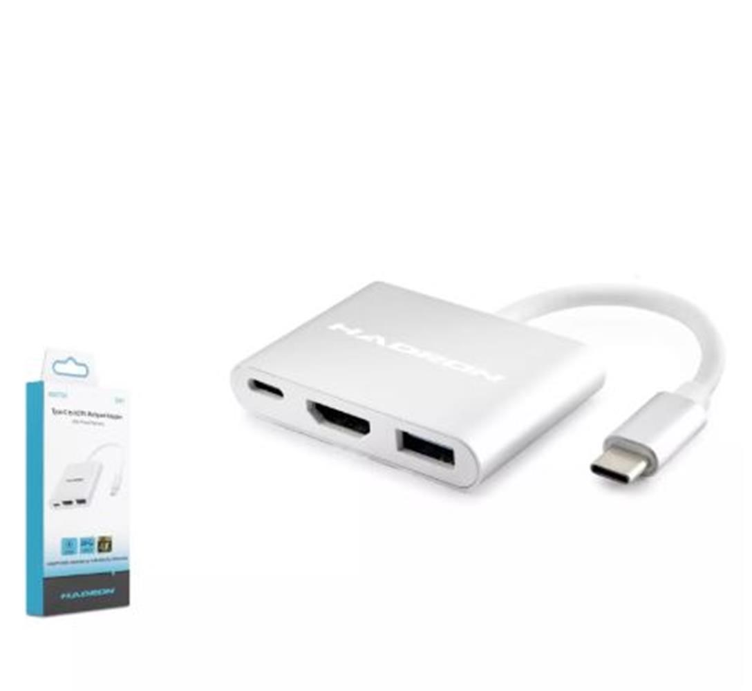 Hadron Hdx7764 Type-C Hdtv Combo Hdmi 4K 30Hz + Type-C + Usb3.0 3In1 Gri