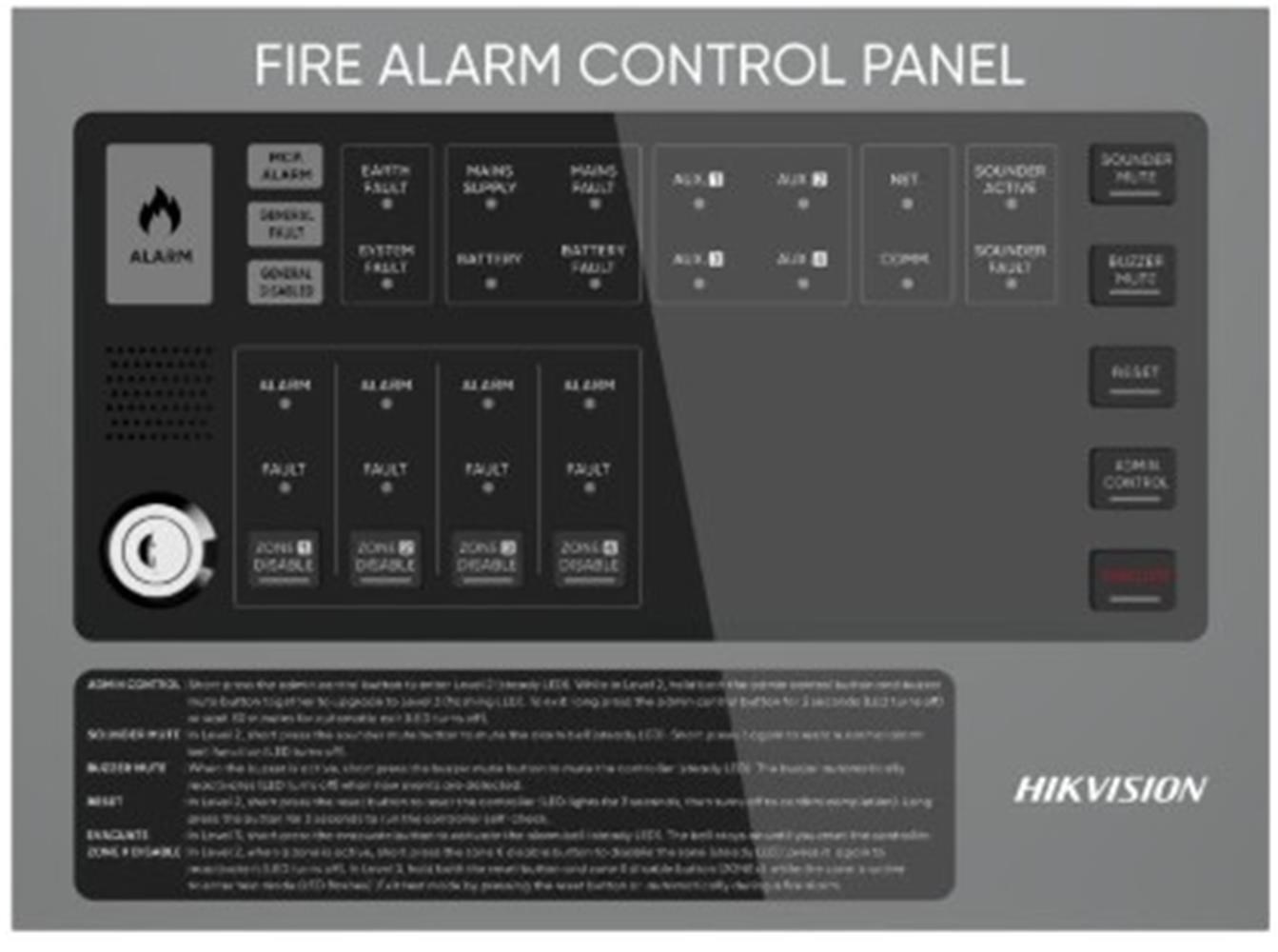 Hikvision HF-C104 4 Bölgeli Konvansiyonel Yangın Alarm Paneli