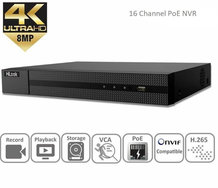 HILOOK NVR-216MH-C/16P 16 KANAL 16 PORT POE 8MP 4K 2XHDD NVR KAYIT CİHAZI