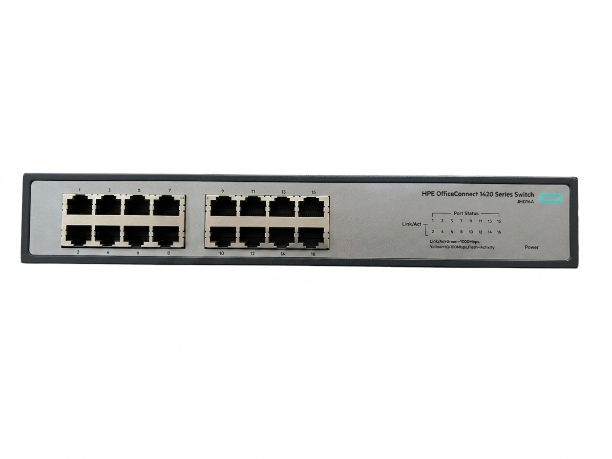 HPE OfficeConnect 1420 Series JH016A 16 Port 10/100/1000 Mbps Gigabit Switch 2. El | Outlet | Kutusuz | Sadece CihazHPESwitchB03033