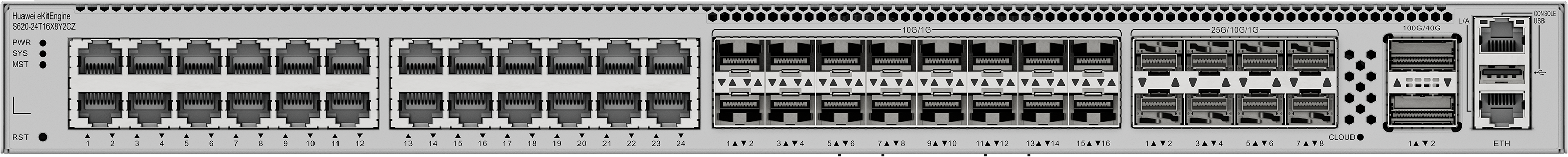 HUAWEI 24port 10-SFP/8-SFP 25GbE/2-SFP 100GbE Gigabit 10xSFP+/8x25GE/2x100GE Yönetilebilir Switch  eKIT S620-24T16X8Y2CZ