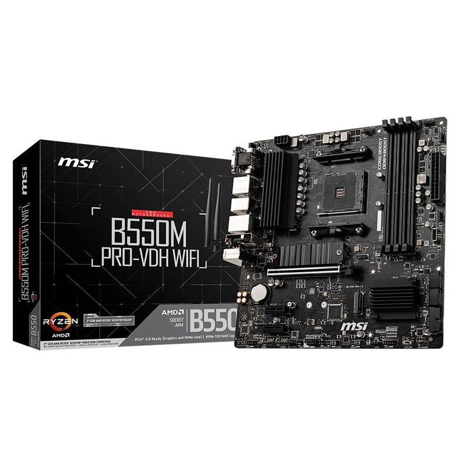 MSI B550M PRO-VDH WIFI DDR4 4400(OC) HDMI MATX AM4