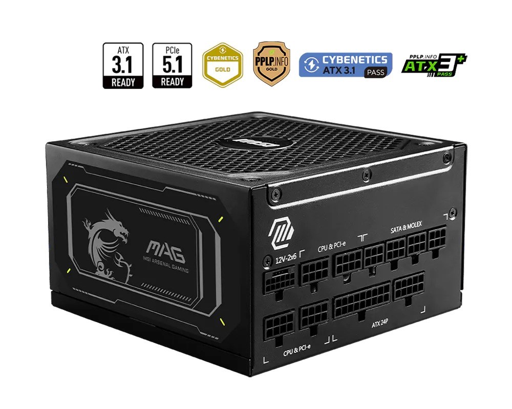MSI MAG A1000GL PCIE5 II 1000W 80+ GOLD SİYAH FULL MODULER GÜÇ KAYNAĞI