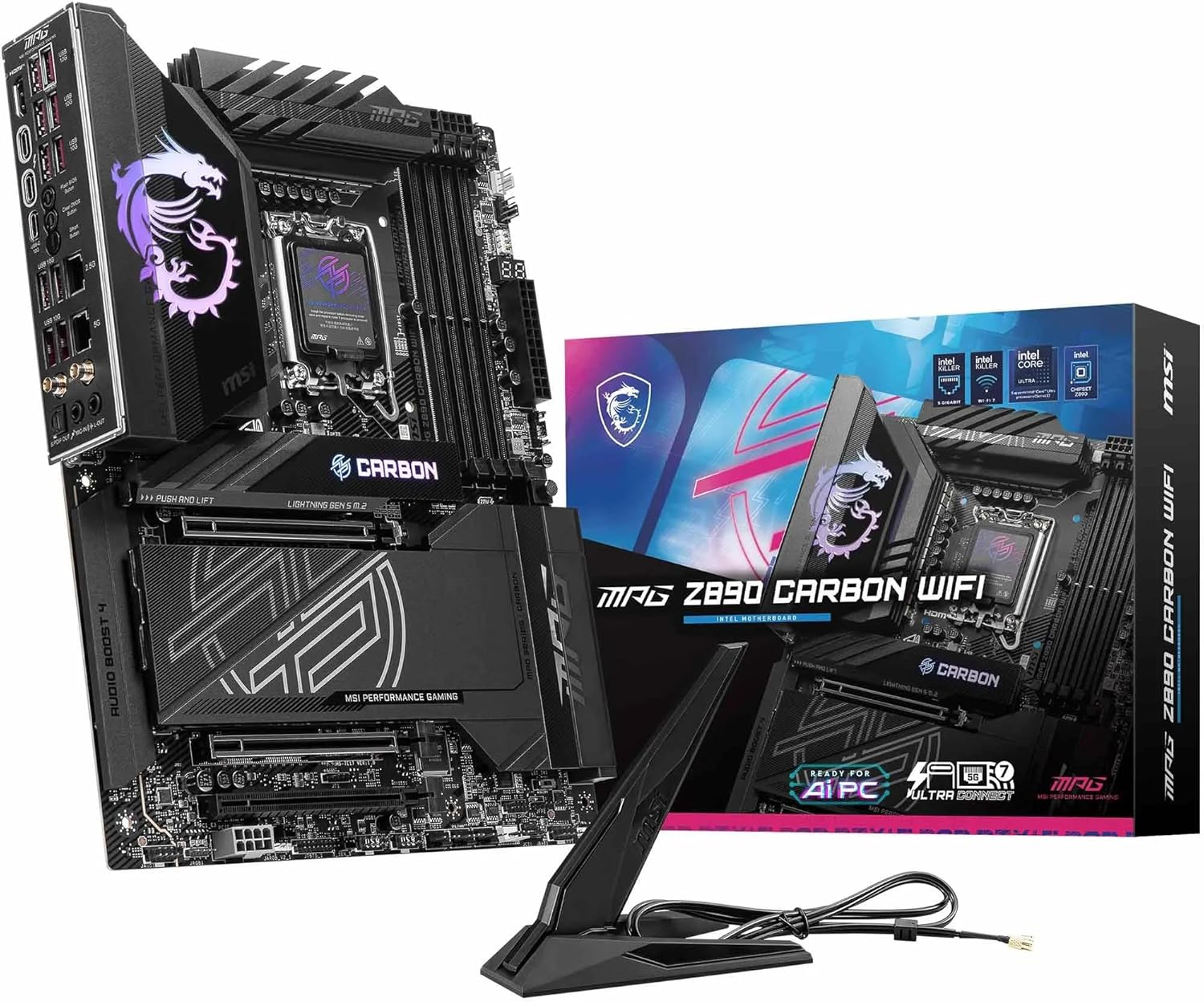 MSI MPG Z890 CARBON WIFI-7 DDR5 HDMI DP PCIE 5.0 1851p ATX