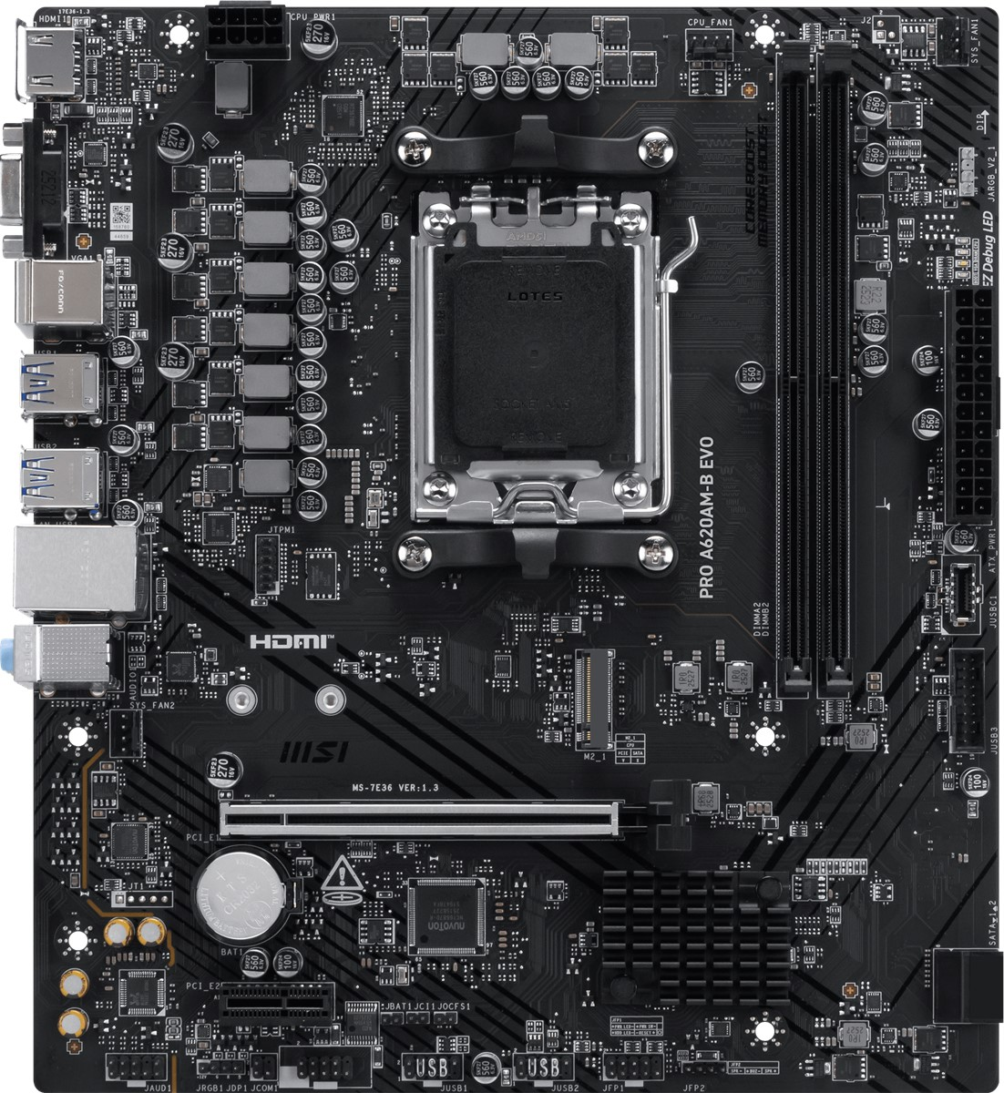 MSI PRO A620AM-B EVO DDR5 HDMI PCIE 4.0 AM5 mATX