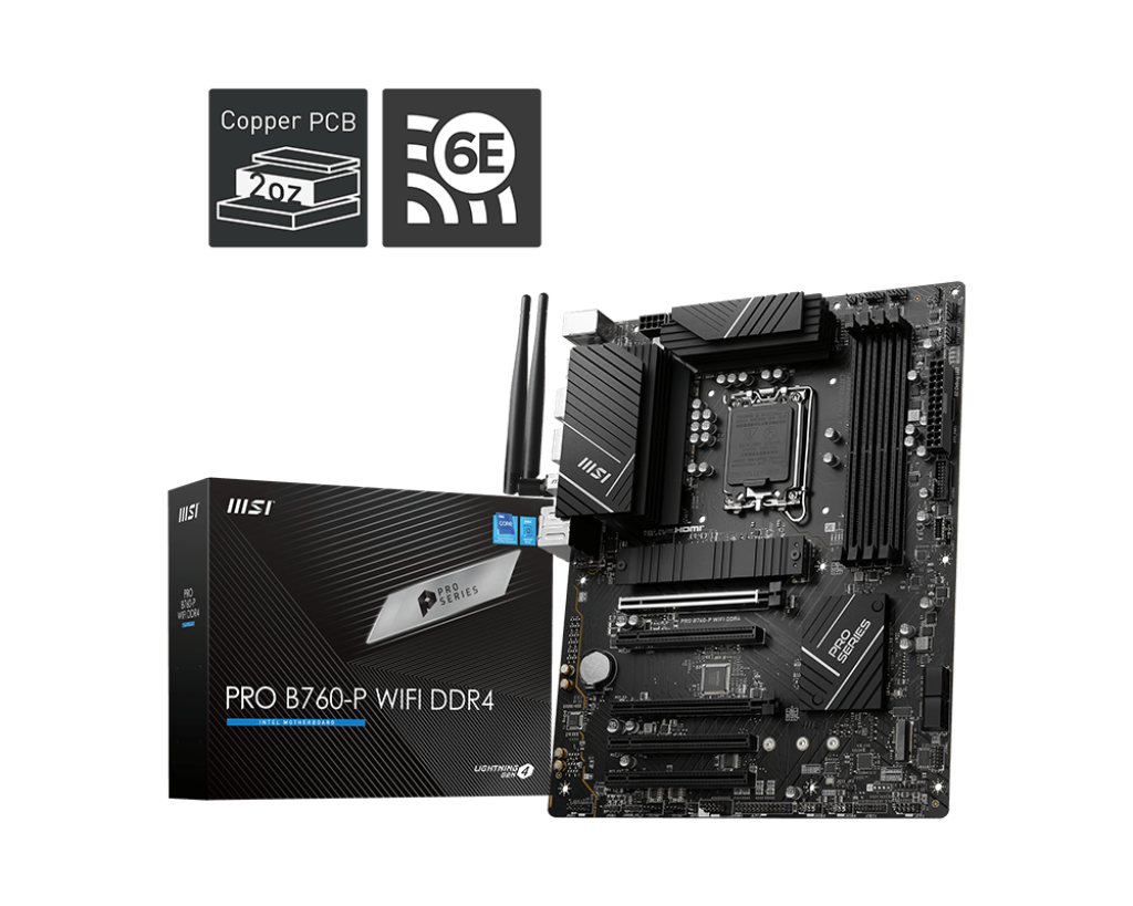 MSI PRO B760-P WIFI6E DDR4 HDMI-DP TYPEC PCIE 4.0 1700p ATX
