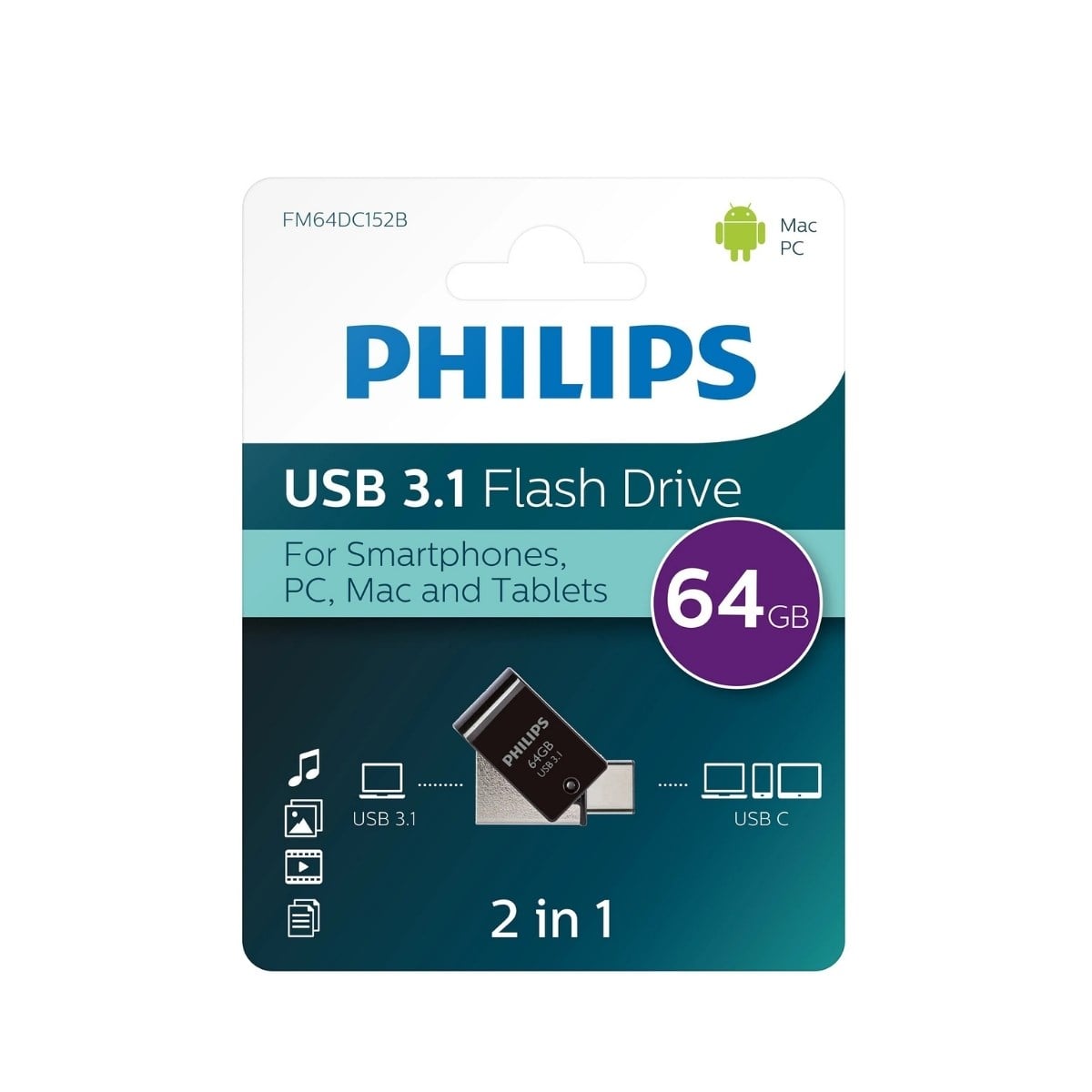 PHILIPS 64GB USB3.1 TYPE-C 100/150 MB/S FM64DC152B