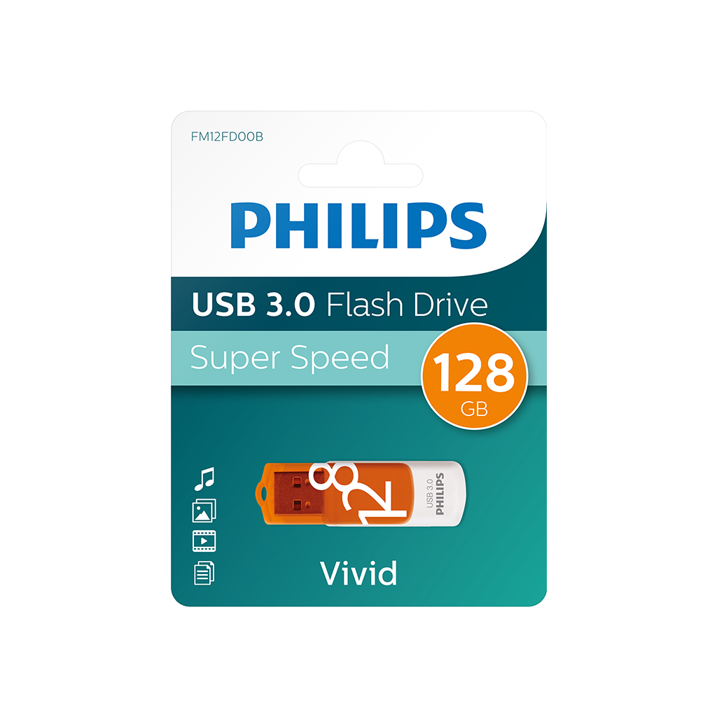 PHILIPS FM12FD00B, 128GB, USB 3.0, Vivid, Turuncu, Flash Disk