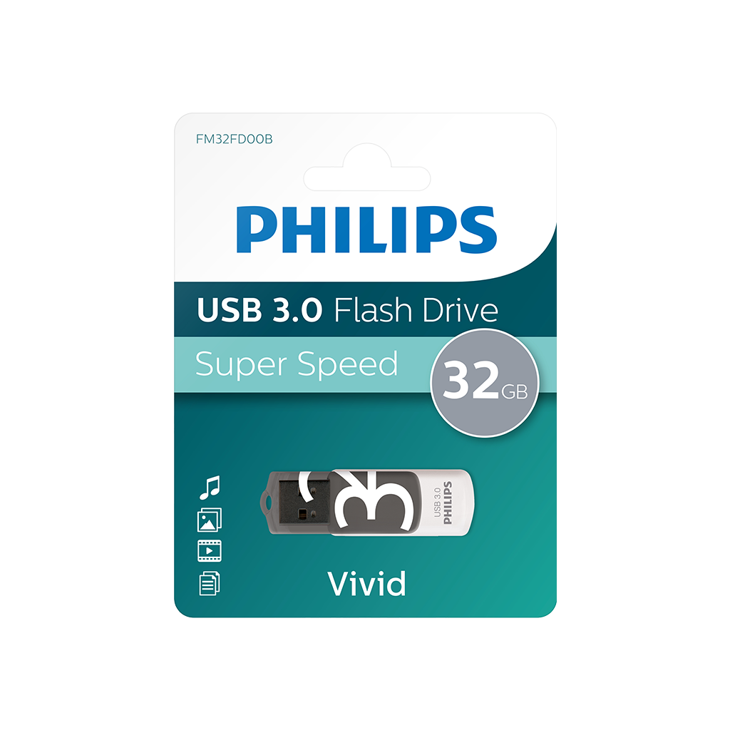 PHILIPS FM32FD00B, 32GB, USB 3.0, Vivid, Gölge Grisi, Flash Disk