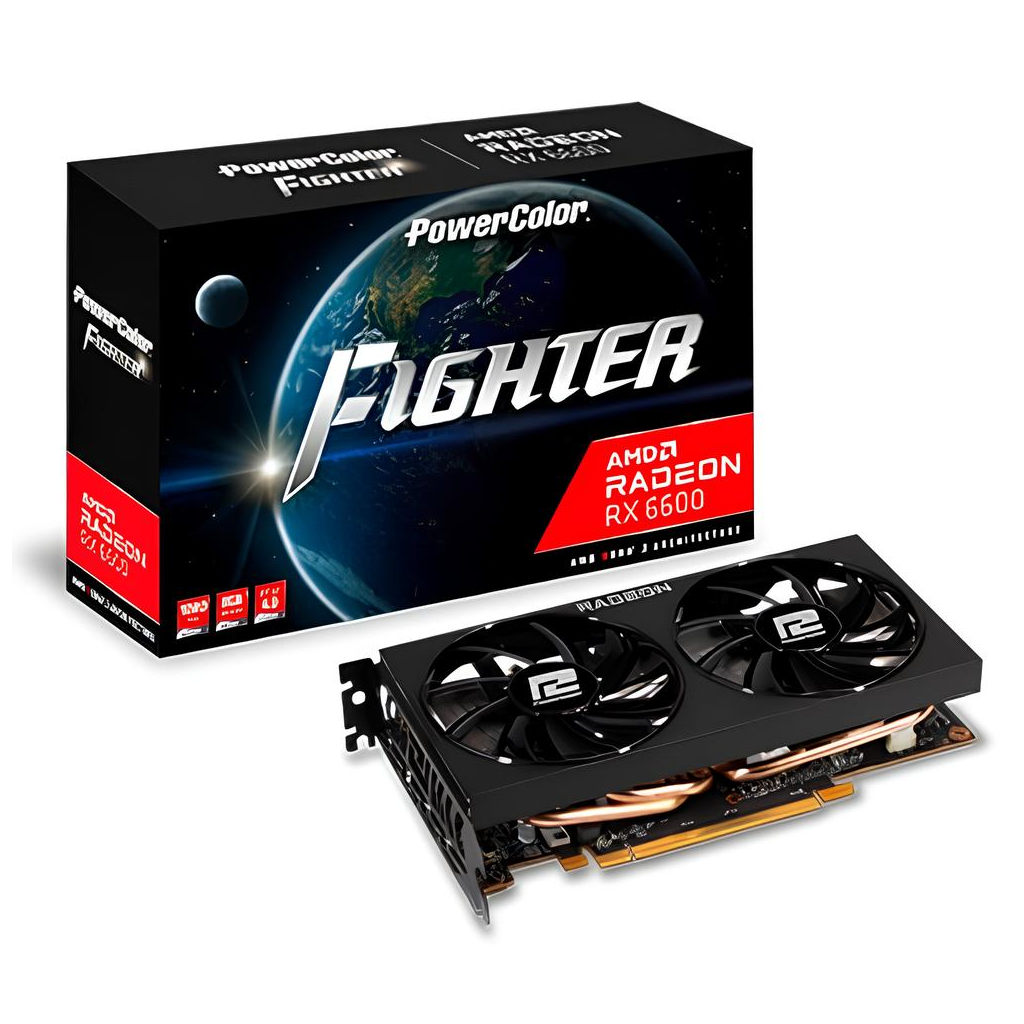 PowerColor AXRX-6600-8GBD6-3DH, Fighter, AMD Radeon RX 6600, 8Gb, GDDR6,128Bit, 1xHDMI, 3xDP, GAMING Ekran Kartı