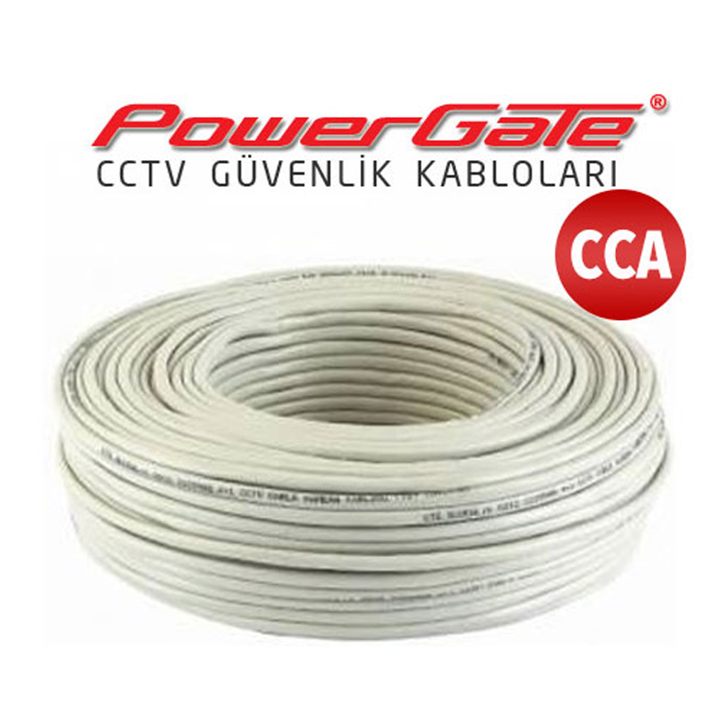 PowerGate CELL 100mt, 2+1 (2x0,22+0,25) CCA %40 Bakır Alışımlı, CCTV Güvenlik Kablosu