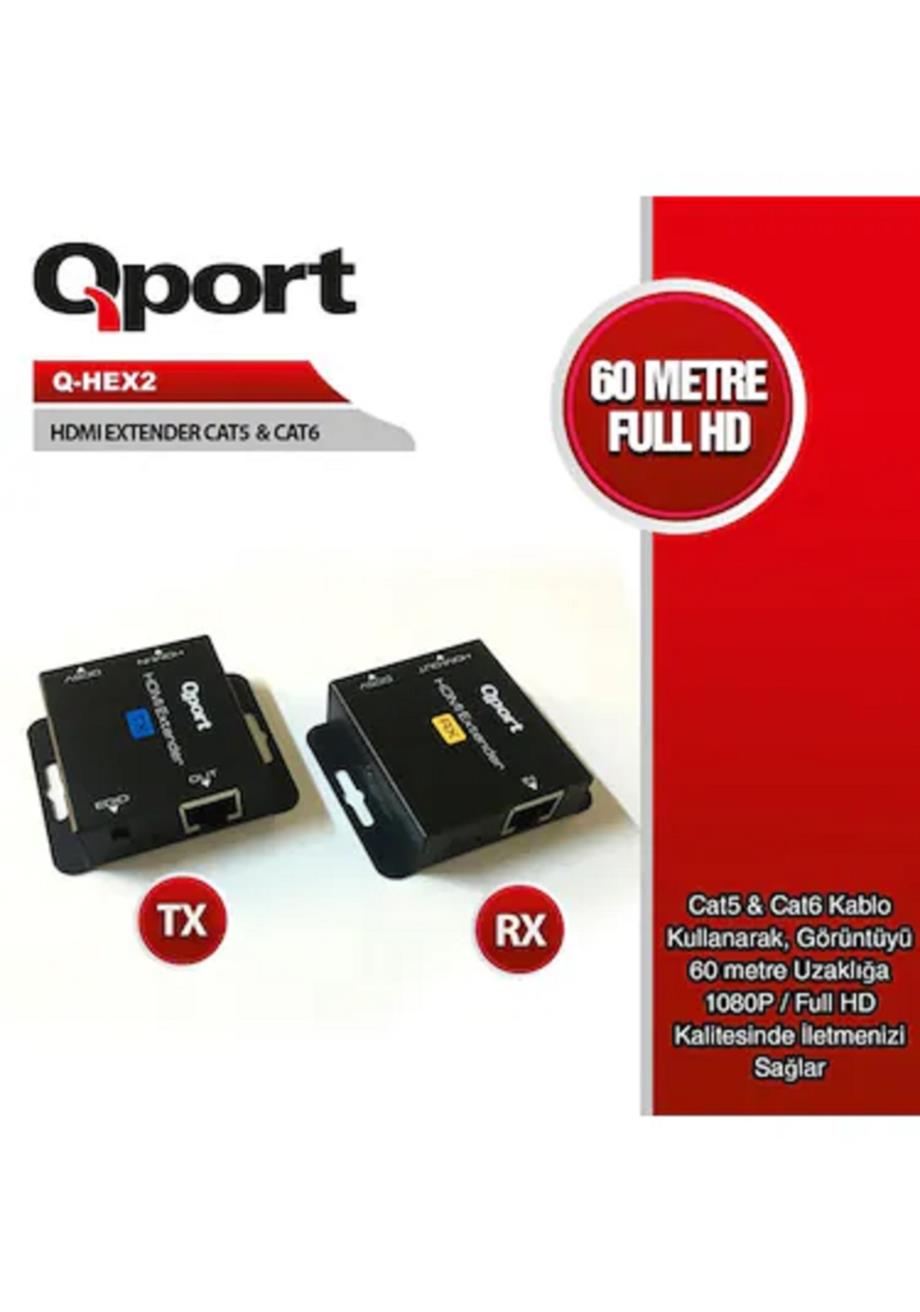 QPORT Q-HEX2 HDMI EXTENDER CAT6 60M 2 Lİ PAKET.QportYeni ÜrünlerNNZQPO0002