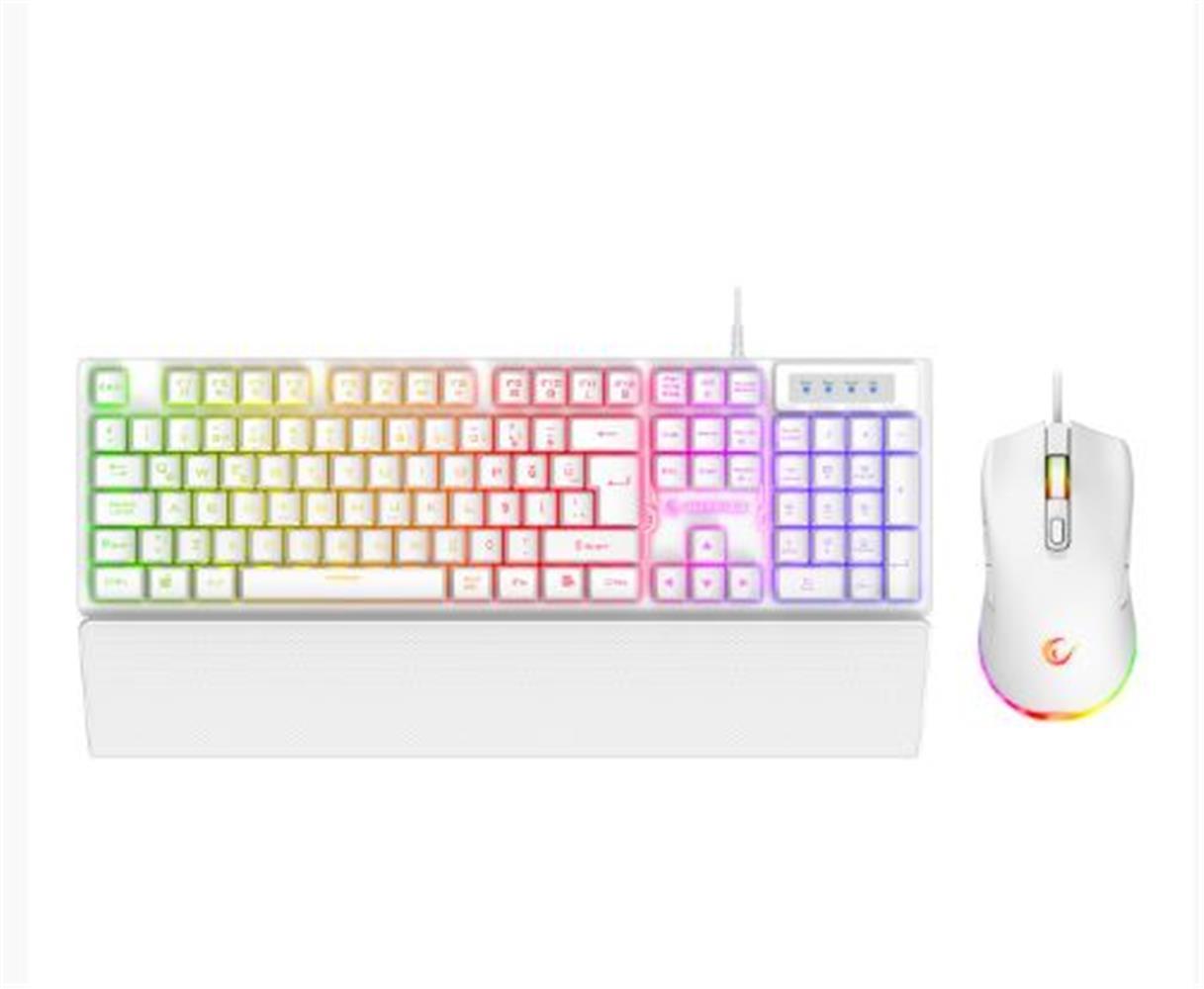 Rampage KM-RX7 FORTUNA V2 Gökkuşağı Aydınlatmalı USB Beyaz  Combo Q Gaming Klavye + 12800 dpi Mouse