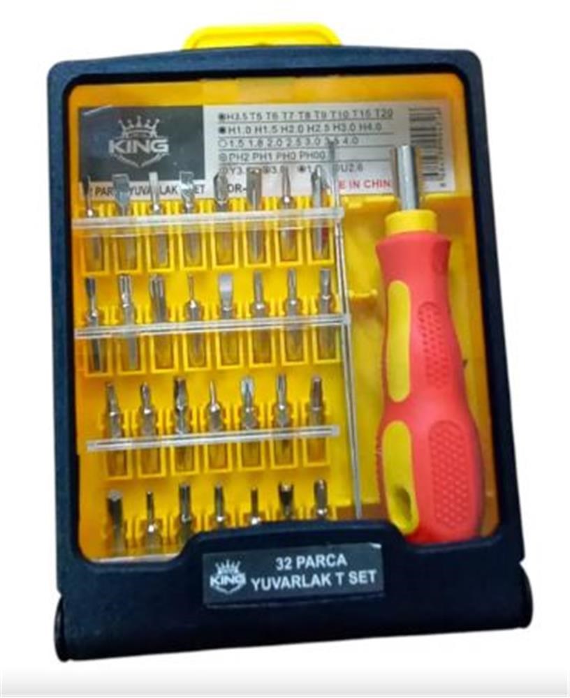 Real Kıng Yuvarlak Tornavida Set Kare 32 Parça Tdr-472