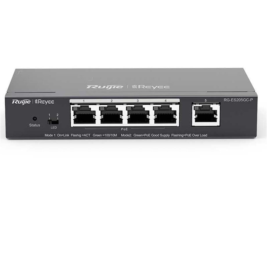 RUIJIE REYEE RG-ES205GC-P 5PORT GIGABIT SWITCH 4PORT POE+ 