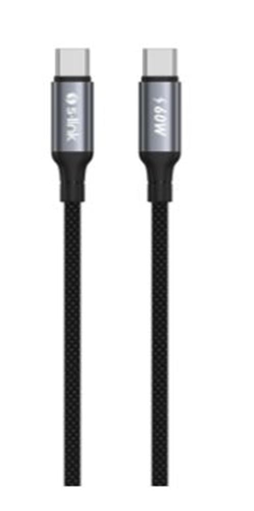 S-link Armor CC-01 60W 1.2m Type-C to Type-C PD Örgülü Metal Başlıklı Siyah Hızlı Şarj Kablosu