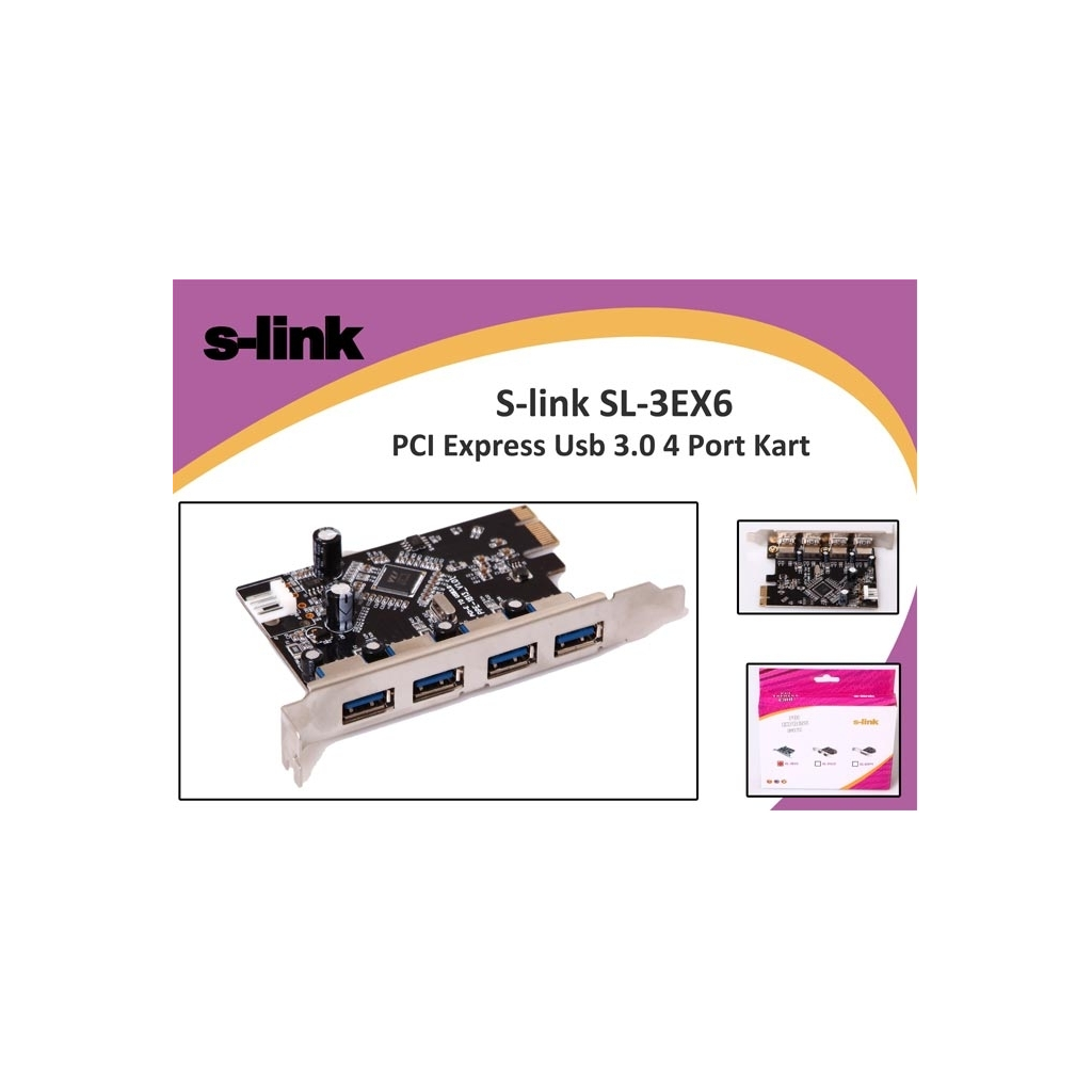 S-LINK SL-3EX6 PCI Express TO USB 3.0  x4 Port Kart