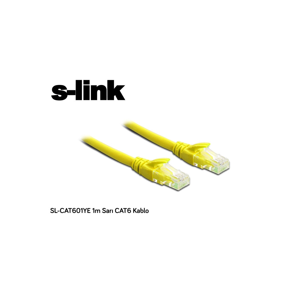 S-Link SL-CAT601YE, CAT6 Patch, 1Mt Kablo (Sarı)