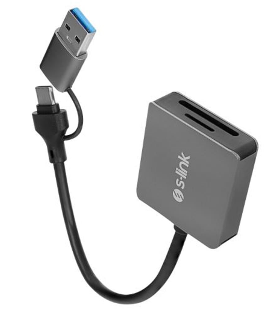 S-link SL-CR21 TypeC ve USB3.0 SD-Micro SD 110M-S Hızlı 2 in 1 Metal Kart Okuyucu