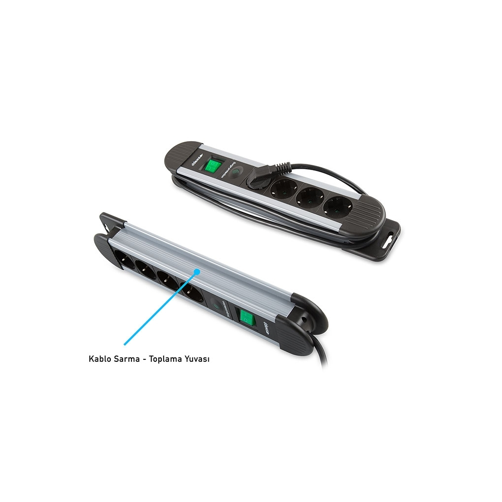 S-LINK Swapp SPGKS03, 3 Soket, Akım Korumalı Priz, 1.5Mt Kablo, 900 Joule (Gri) %100 Bakır