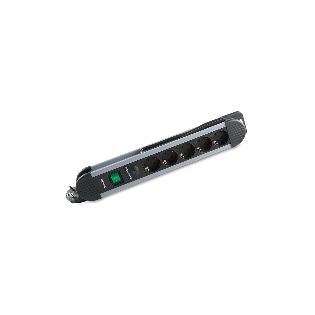 S-LINK Swapp SPGKS05, 5 Soket, Akım Korumalı Priz, 1.5Mt Kablo, 900 Joule (Gri) %100 Bakır