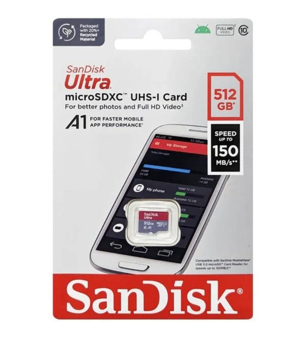 SANDISK 512GB ULTRA SDSQUAC-512G-GN6MN 150MB/s A1  micro SDHC Hafıza Kartı