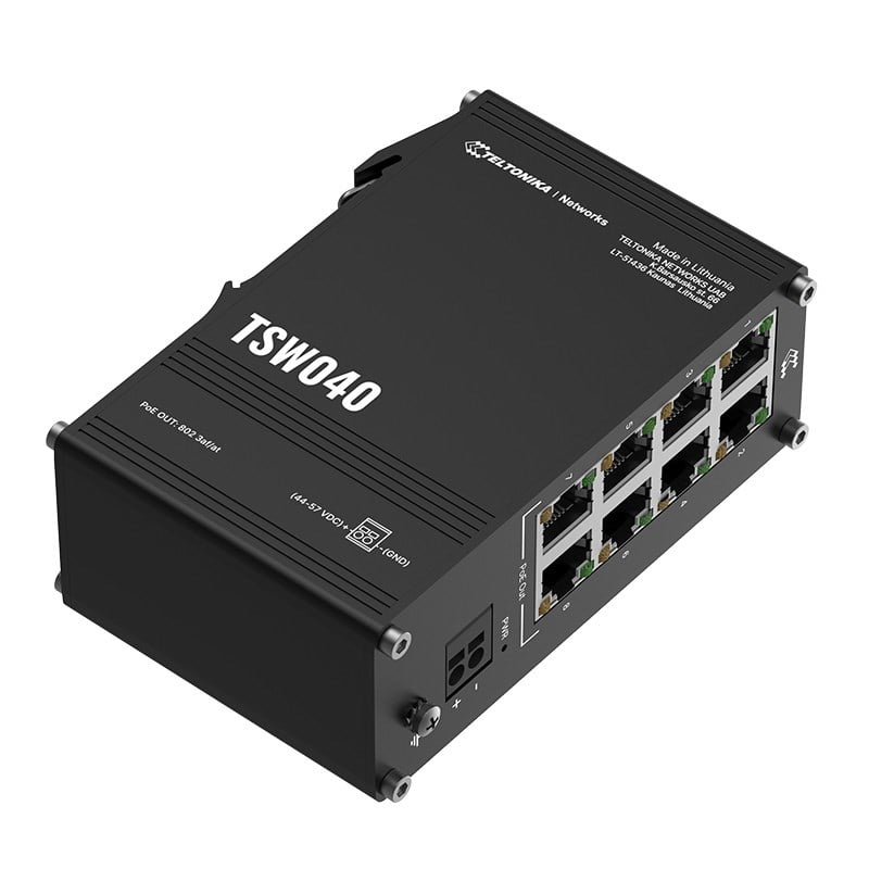 TELTONİKA TSW040 8 PORT 10/100 8 PORT POE 240 WATT YONETILEMEZ ENDÜSTRİYEL SWITCH