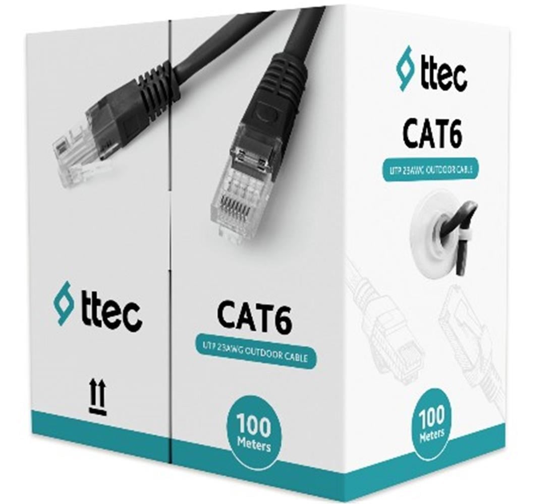 Ttec KBL-CAT6-23CCA-OUT100S Dış Mekan Siyah 100 metre Kablo