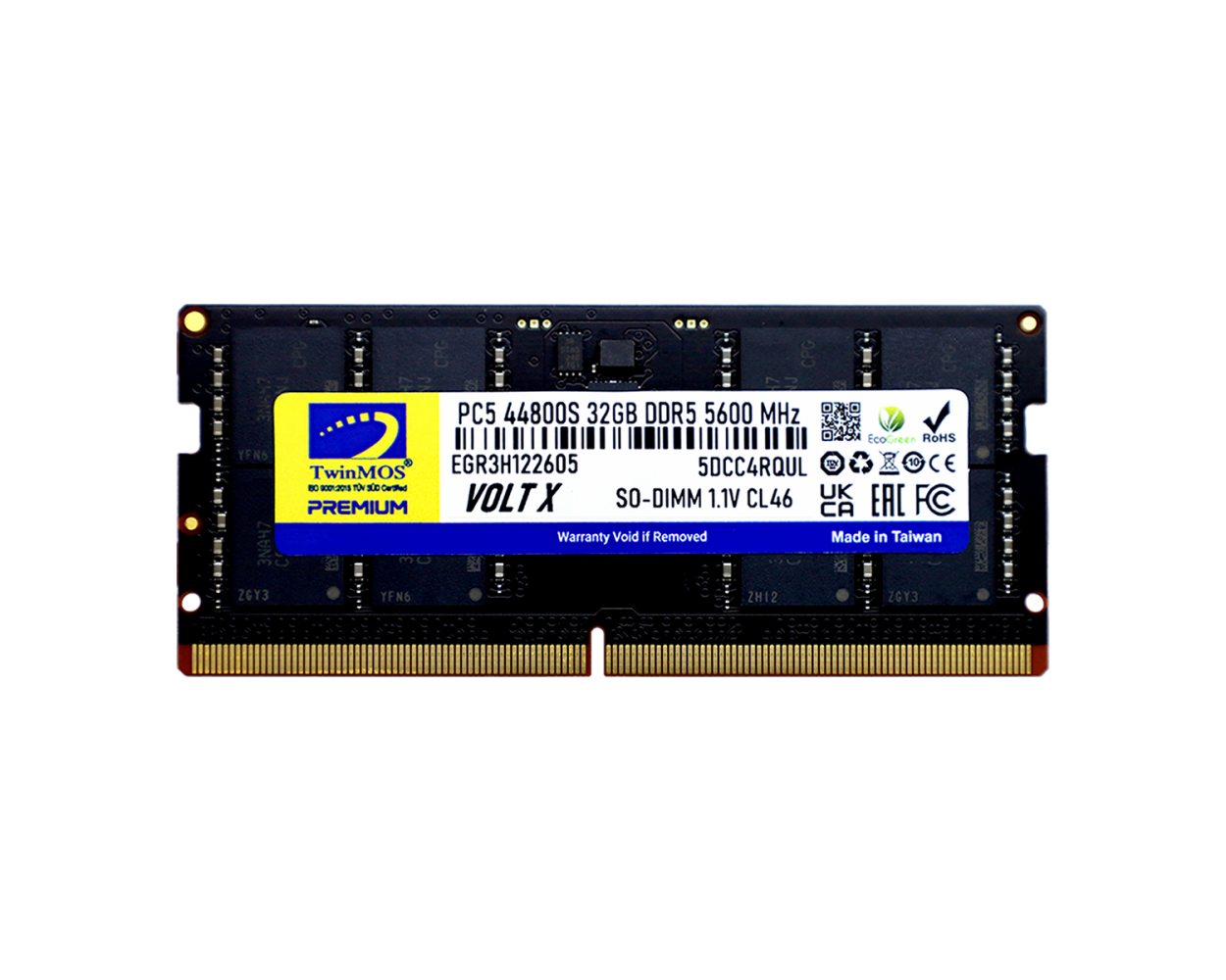 TWINMOS 32GB DDR5 5600MHZ CL46 NOTEBOOK RAM VOLT X TMD532GB5600S46