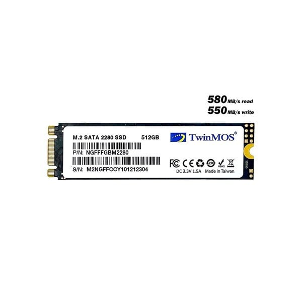 TWINMOS 512GB NGFFFGBM2280 580- 550MB/s M2 Sata Disk